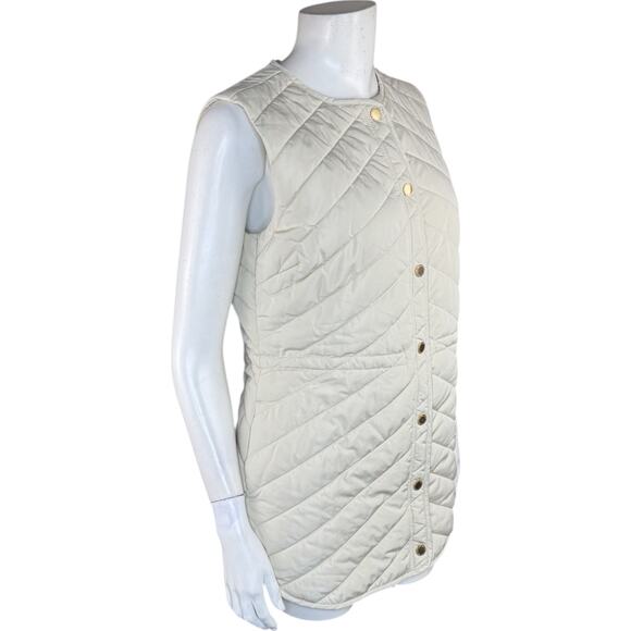 Isaac Mizrahi Live! Clubhouse Quilted Snap Front Vest Drawstring Light Sand XXS - Picture 2 of 14
